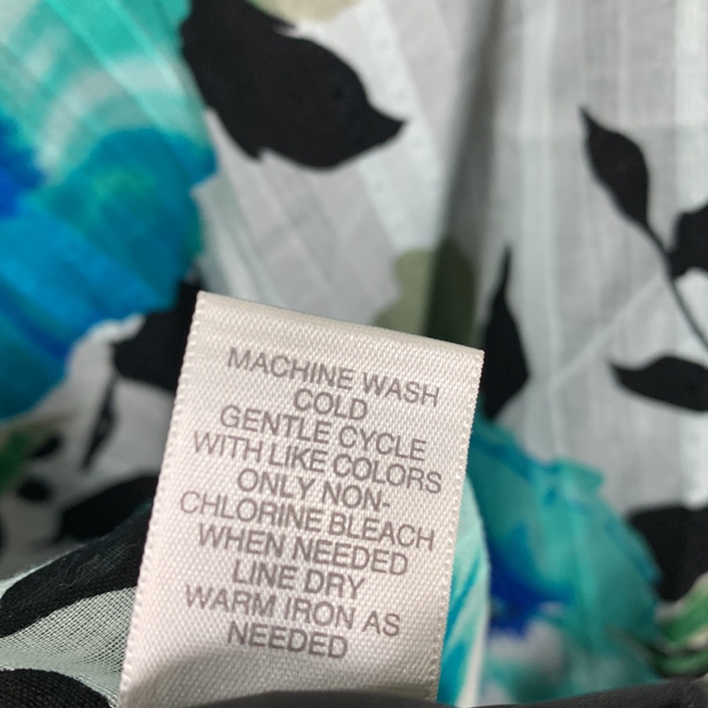 Avenue Dress Blue Black Midi Floral 18 Lined Sleeveless V-Neck Back Zipper - Picture 15 of 16